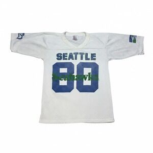 Vintage Garan Seattle Seahawks 80 Steve Largent Mesh Jersey Youth S White USA